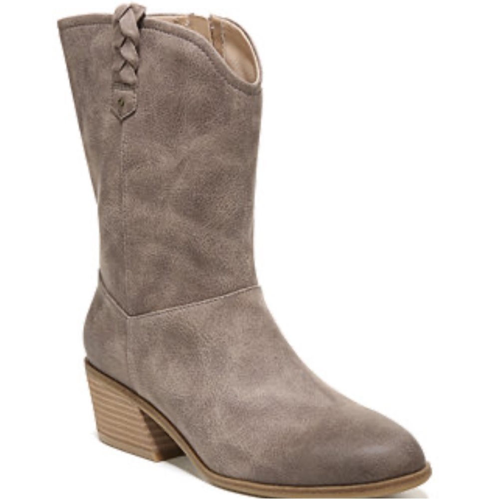 🆕 Dr. Scholl's Women’s Layla Western Mid Shaft Boots Braided Wide Calf Size 11